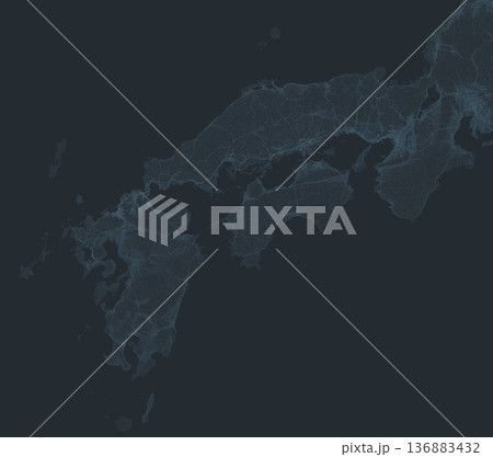 日本の西日本を中心とした、デジタルネットワーク風イラスト 136883432