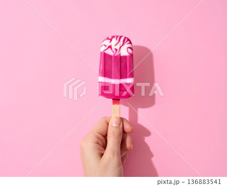 colorful lollipop in hand, Ice cream 136883541