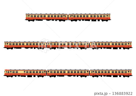 旧国鉄の気動車をつなげたイラストセット(キハ17・18・キハユニ15) 136883922