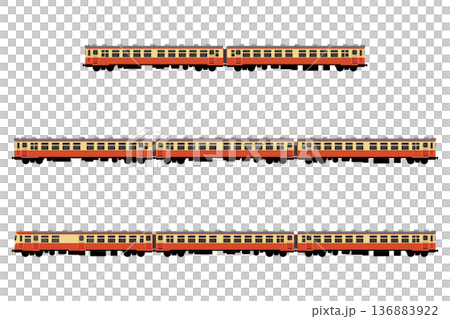 旧国鉄の気動車をつなげたイラストセット(キハ17・18・キハユニ15) 136883922