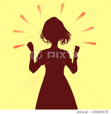両手で握りこぶしを作る女性 リストバンド 両手で握りこぶしを作る女性 リストバンド 136884076