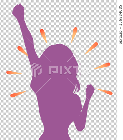 Woman raising her fist, short sleeves 136884085
