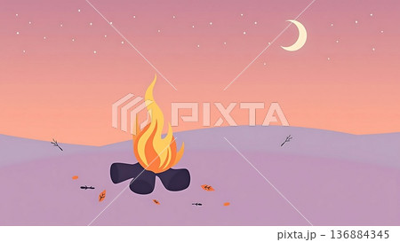 焚火と三日月 焚火と三日月 136884345