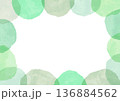 水彩風のラフな水玉フレーム(黄緑色) 136884562