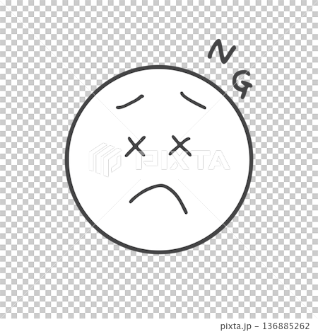 困ってNGになるシンプルな手書きの表情アイコン 困ってNGになるシンプルな手書きの表情アイコン 136885262