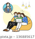 パソコンでオペレーターと会話している家族 136885617