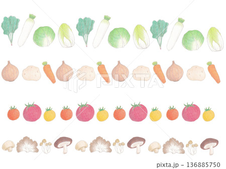 かわいい野菜のイラストセット かわいい野菜のイラストセット 136885750