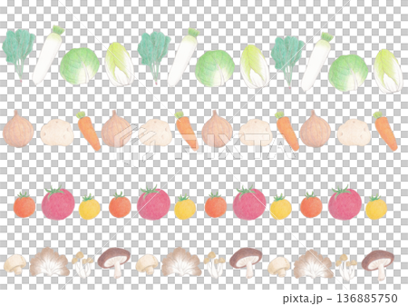 かわいい野菜のイラストセット かわいい野菜のイラストセット 136885750