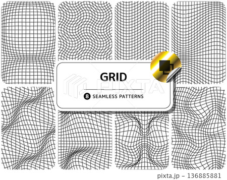 柄違いのシームレスパターンのセット グリッド 136885881