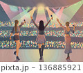 ガールズアイドルグループのライブパフォーマンスと光り輝くファンライト 136885921