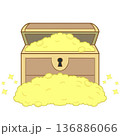 溢れんばかりの金貨が入った黄金の宝箱 財宝と成功のイラスト 136886066