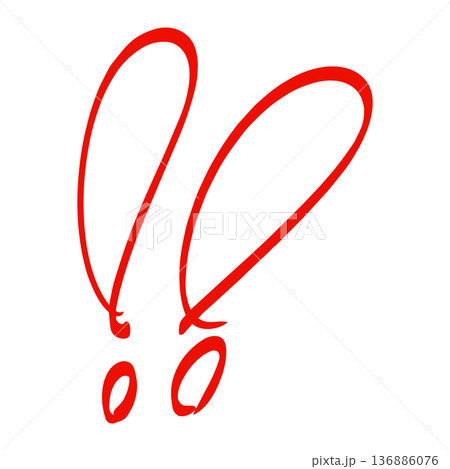 勢いのあるビックリマーク線画　赤色 136886076
