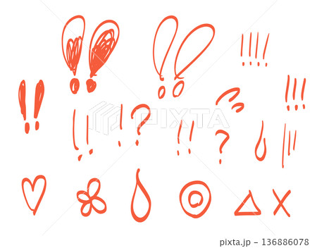 手書きの感嘆符と記号のあしらいセット 136886078