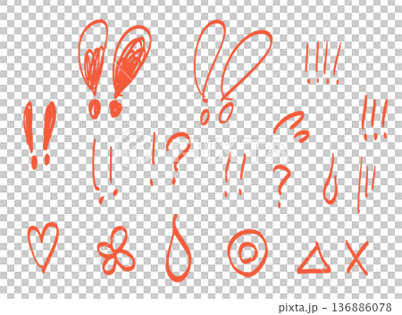 手書きの感嘆符と記号のあしらいセット 136886078