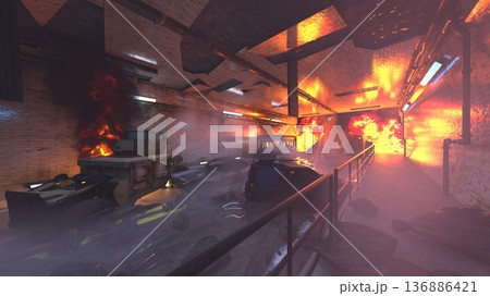 車両火災現場 136886421