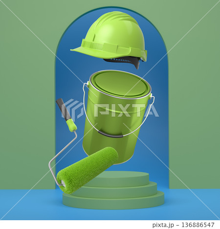 Abstract scene or podium for product showcase on monochrome background. Abstract scene or podium for product showcase on monochrome background. 136886547