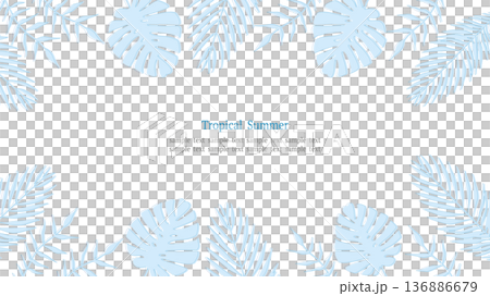 トロピカルリーフフレーム ブルー 16:9横長 136886679
