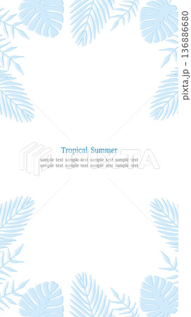 トロピカルリーフフレーム ブルー 16:9縦長 136886680