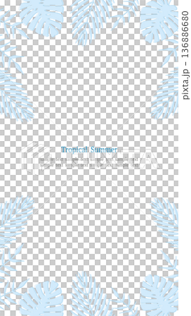 トロピカルリーフフレーム ブルー 16:9縦長 136886680