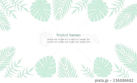 トロピカルリーフフレーム グリーン 16:9横長 136886682