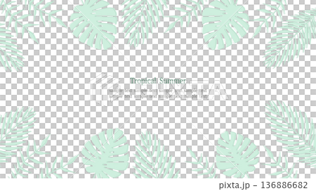 トロピカルリーフフレーム グリーン 16:9横長 136886682