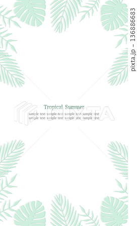トロピカルリーフフレーム グリーン 16:9縦長 136886683