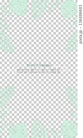 熱帶樹葉邊框綠 16:9 人像 136886683