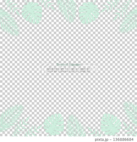 トロピカルリーフフレーム グリーン 正方形 136886684