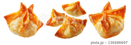 Set of Australia dim sum deep fried dumpling topped with sesame, isolated isolated on white transparent background Set of Australia dim sum deep fried dumpling topped with sesame, isolated isolated on white transparent background 136886697