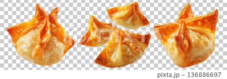 Set of Australia dim sum deep fried dumpling topped with sesame, isolated isolated on white transparent background Set of Australia dim sum deep fried dumpling topped with sesame, isolated isolated on white transparent background 136886697