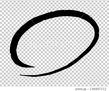 黑色筆寫的圓圈、邊框、正確答案、更正、注意、強調、向量 136887112