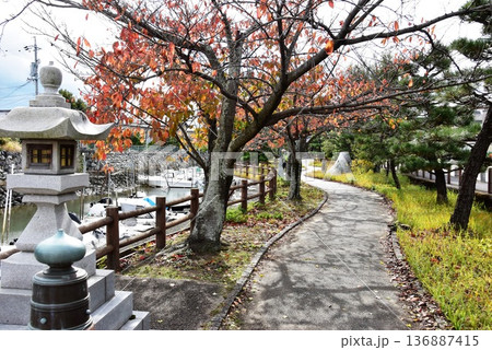 桑名市 歴史を語る公園散策路と紅葉 桑名市 歴史を語る公園散策路と紅葉 136887415