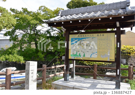桑名市　歴史を語る公園と東海道五十三次桑名宿案内板 136887427