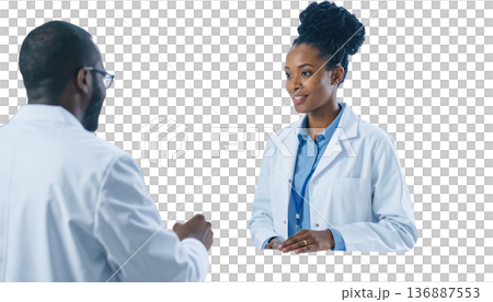 薬局カウンターでの顧客相談薬剤師 - ヘルスケアと服薬アドバイスのコンセプト 136887553