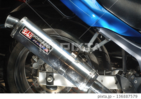 Motor Bike display in a showroom Motor Bike display in a showroom 136887579