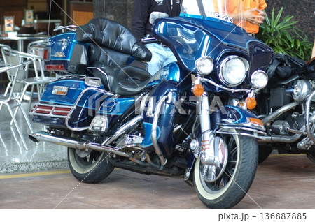 Motor Bike display in a showroom Motor Bike display in a showroom 136887885