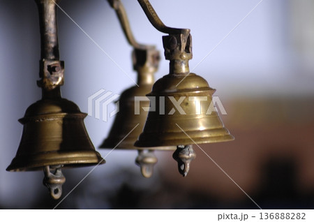 Metal Bell in a temple Metal Bell in a temple 136888282