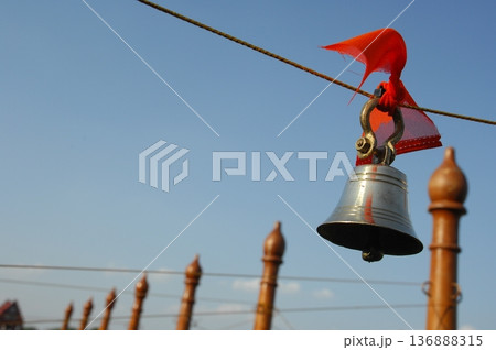 Metal Bell in a temple 136888315