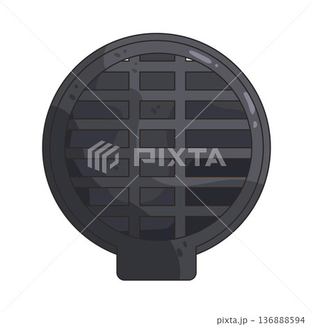 Illustration of manhole cover Illustration of manhole cover 136888594