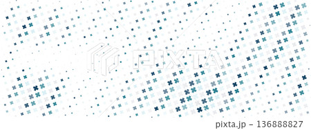 Healthcare background featuring geometric medical crosses in halftone style. Clean hospital pattern with plus symbols and abstract health elements for professional designs. Healthcare background featuring geometric medical crosses in halftone style. Clean hospital pattern with plus symbols and abstract health elements for professional designs. 136888827