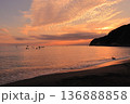 Beautiful sunset over the calm sea with SUP 136888858