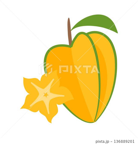 arambola vector. star shaped yellow fruit, Star apple fruit arambola vector. star shaped yellow fruit, Star apple fruit 136889201