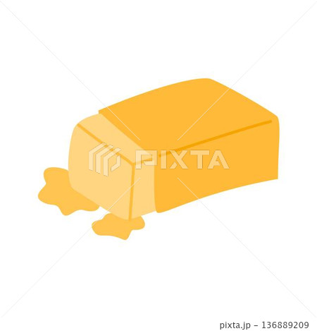 Illustration of a Melting Butter Block, lock of Butter Illustration of a Melting Butter Block, lock of Butter 136889209