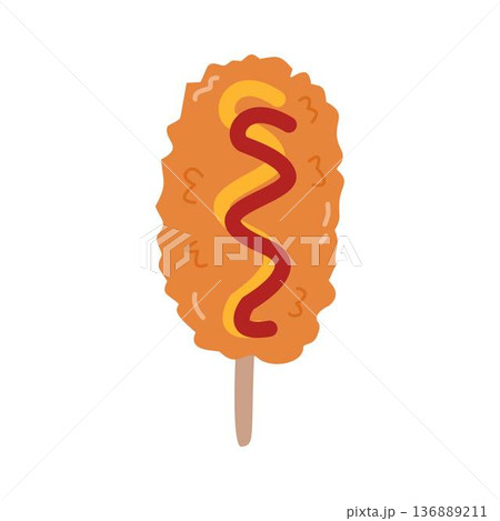 Korean Corndog, Corn Dog with Ketchup 136889211