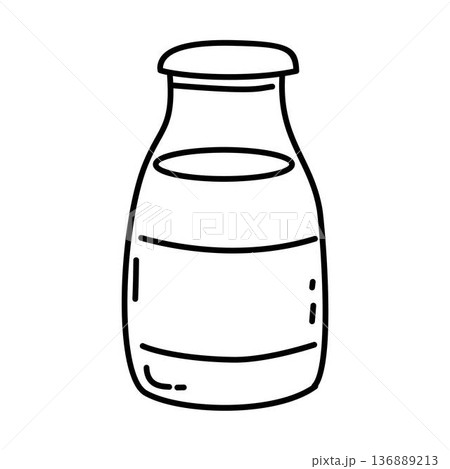 Milk bottle drawing in black and white outline illustration of milk in bottle Milk bottle drawing in black and white outline illustration of milk in bottle 136889213