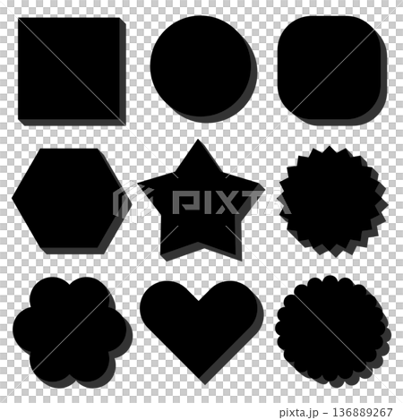 3D風格圖形與邊框裝飾套裝 136889267