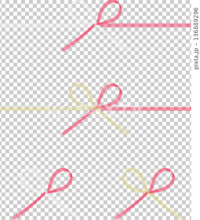 Vector illustration set of five bow-knotted Mizuhiki (red and white, red and gold) 136889296