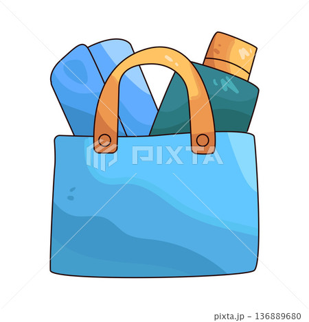 Illustration of beach bag 136889680