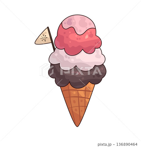 Illustration of ice cream cone Illustration of ice cream cone 136890464