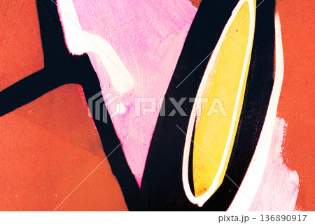 Urban Graffiti Abstract Art in Orange, Pink, Yellow with Black Lines for 90s, Y2K Street Style Urban Graffiti Abstract Art in Orange, Pink, Yellow with Black Lines for 90s, Y2K Street Style 136890917